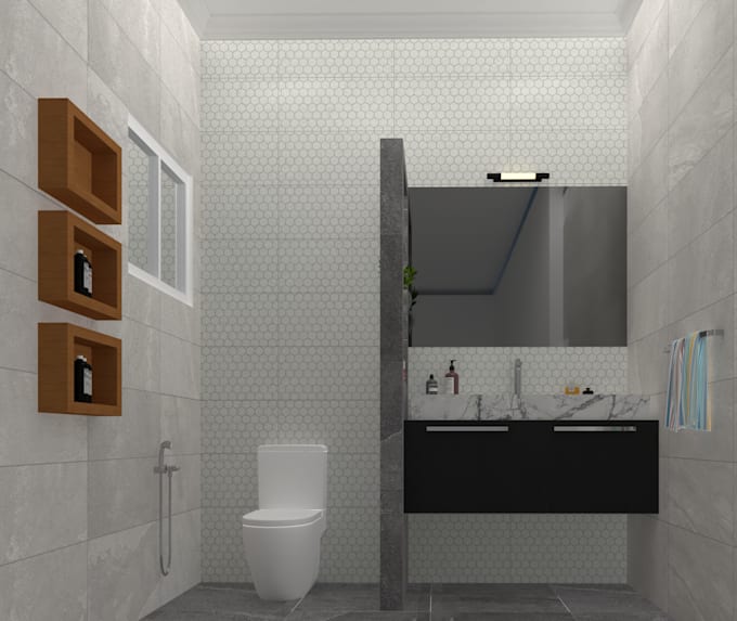 Do realistic bathroom rendering and 3d modeling by Subhanmani | Fiverr