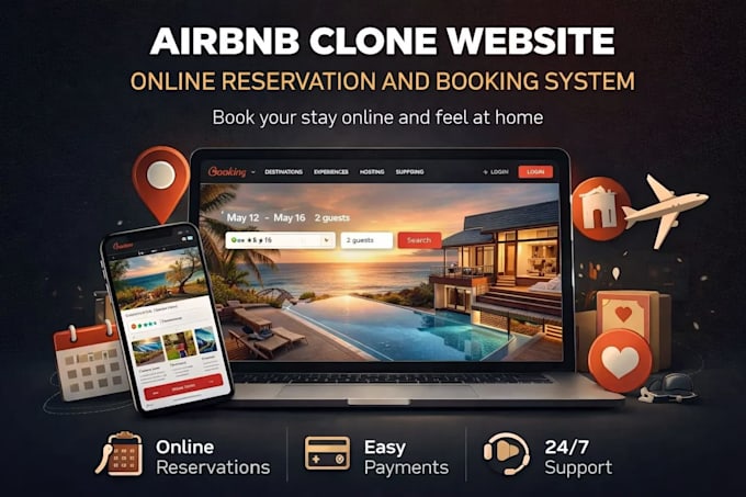 create airbnb clone website with online reservation and booking system