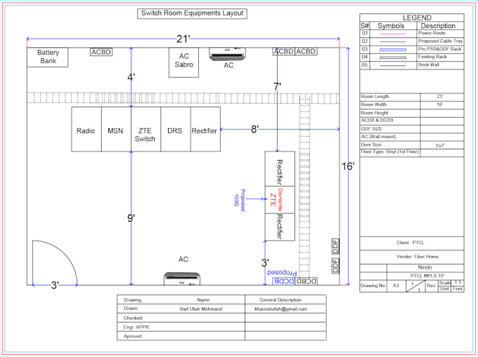 do create telecom  room layout, equipment room