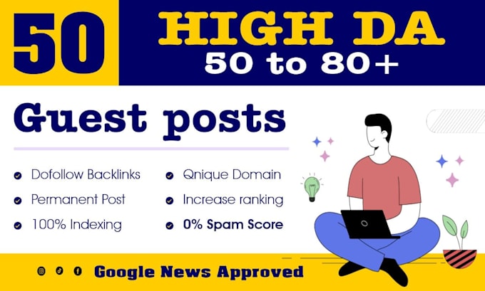 create guest post high da, dofollow backlinks ,guest posting