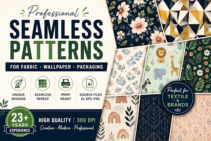 create seamless textile patterns for fabric and wallpaper