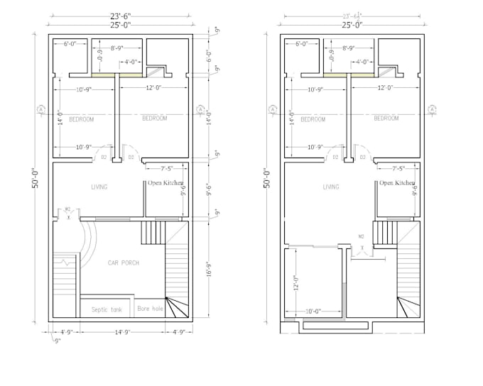 design 2d house plans , architectural drawings in autocad