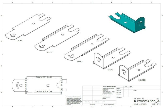 do 3d sheetmetal modelling  and 2d drawing dxf dwg