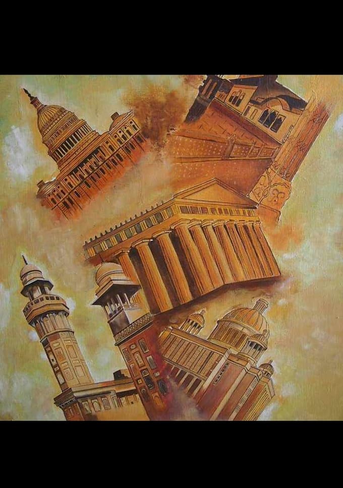 paint a real landscape oil painting on canvas