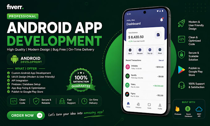 develop modern android mobile apps with clean UI using java