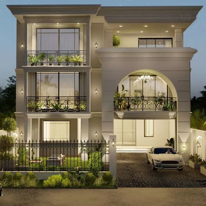 create photorealistic 3d exterior rendering and house elevation design
