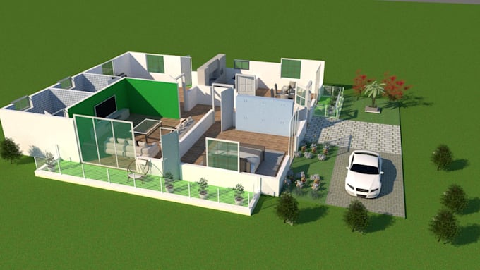 create 3d floor plan and interior design in sketchup