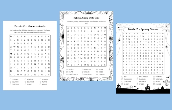 create a theme and niche based word search puzzle