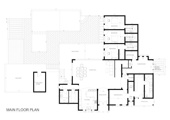 do professional autocad 2d floor plan design