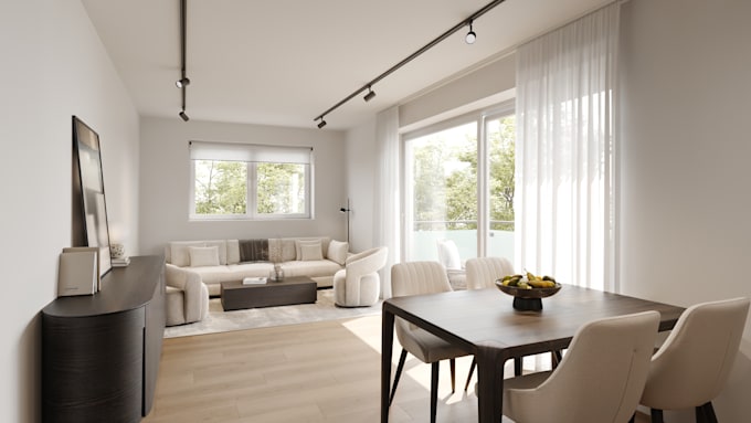 create photorealistic 3d rendering living room