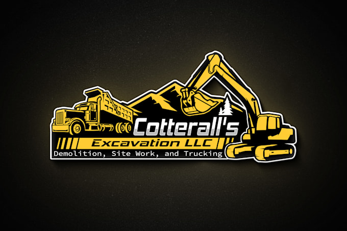 do real estate, construction, bulldozer, excavation, transport, trucking logo