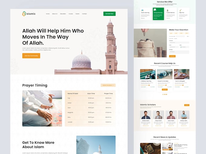 create the best mosque website, donation, charity website