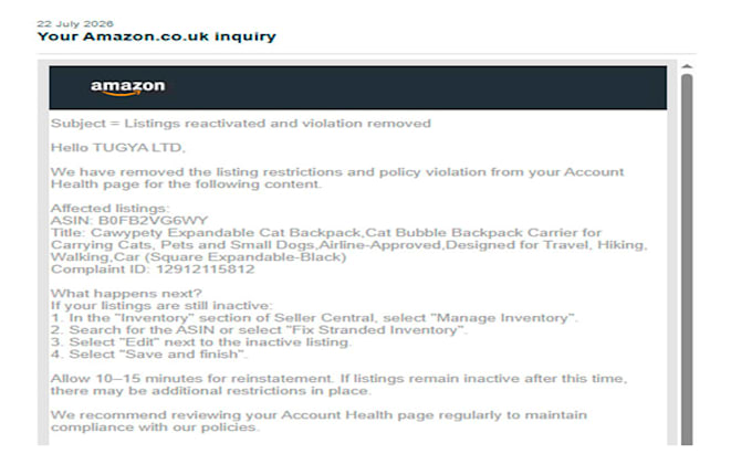 help you to remove complaints on your amazon account