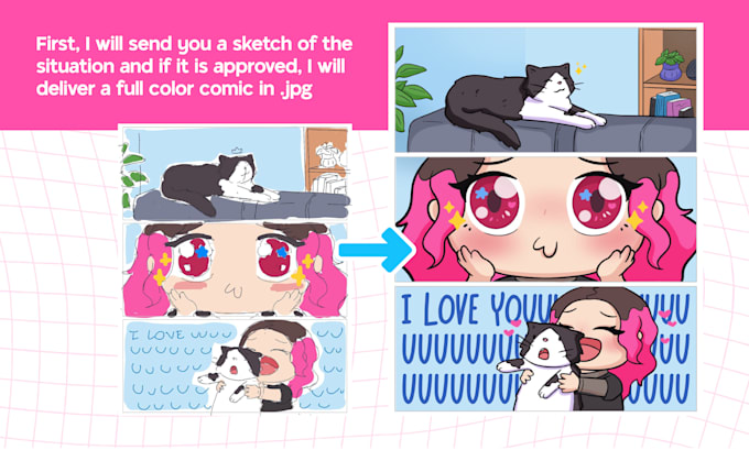 create mini comic with chibi characters for social media