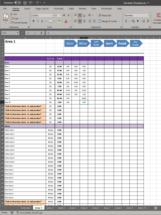 Create a custom excel sheet for your stocktake by Aussiehospoguy Fiverr