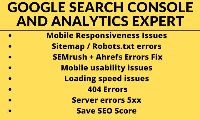 fix search console, semrush audit, ahref errors, and audit with screaming frog