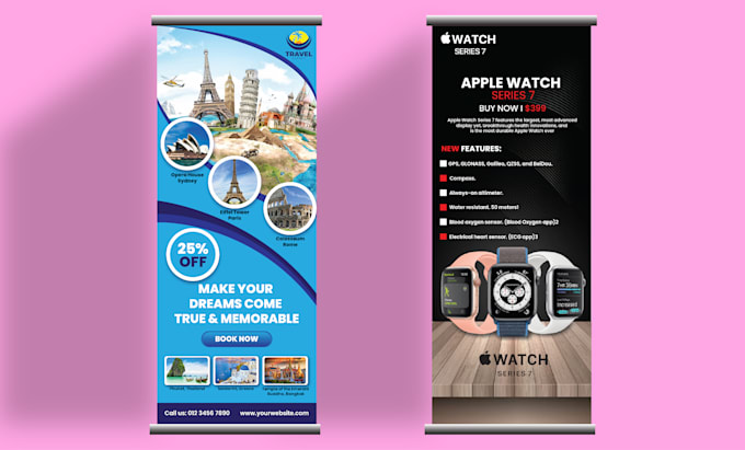 design roll up, retractable banner, pull up or roller banner