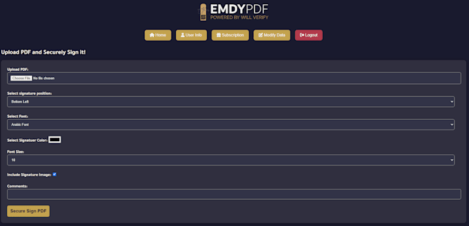 secure and easy electronic PDF signing webapp