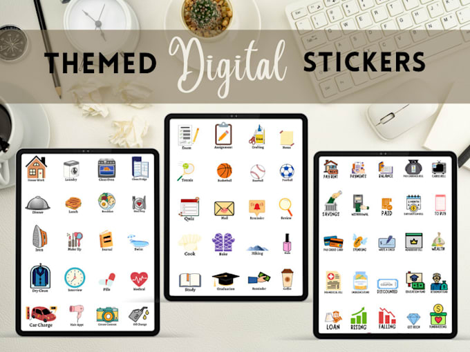 create digital stickers for digital planner and journal  for your etsy shop