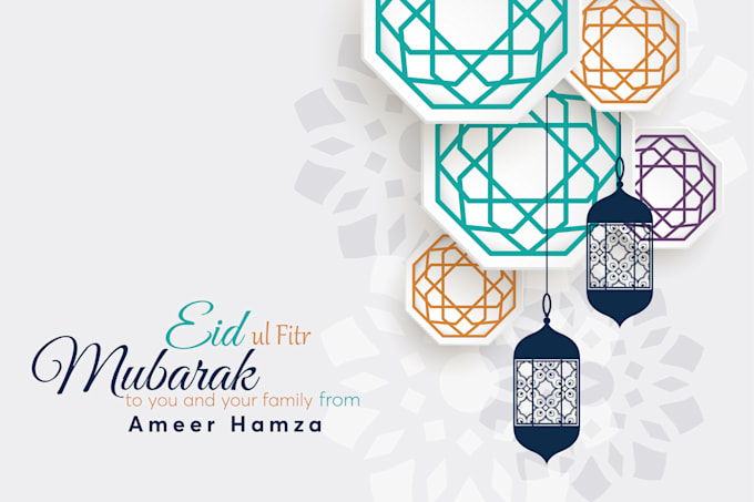 create awesome eid mubarak, greeting card, social media post