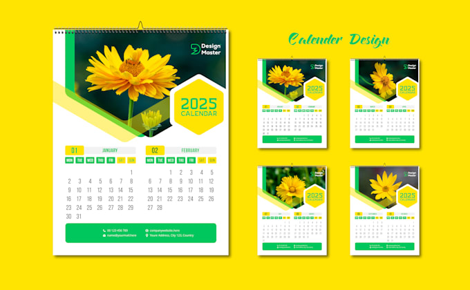 do yearly wall or desk calendar design