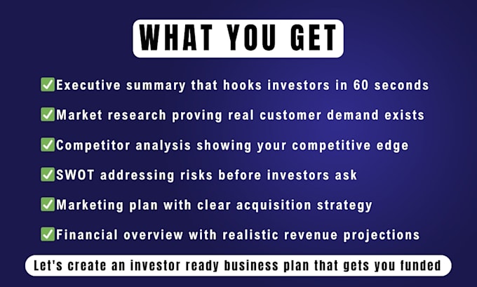 write investor ready business plan and financial projections for startups