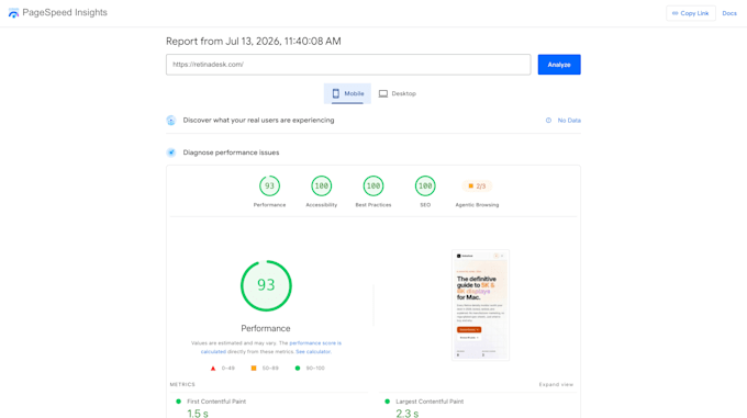 optimize website speed and core web vitals score