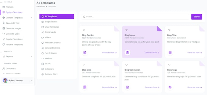 create a saas ai generator platform with a powerful script