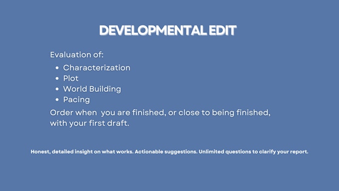 developmental edit your short story, novella or book