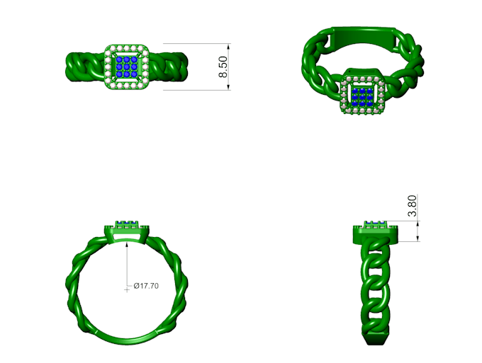 make anu 3d diamond ring with high quality