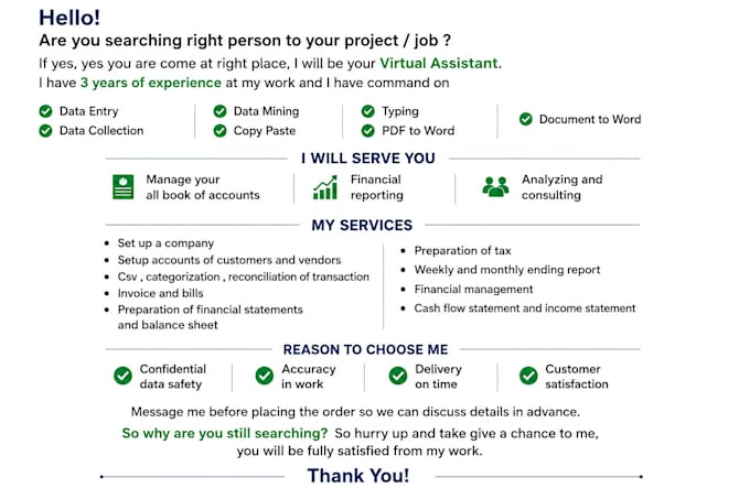 be your freelance virtual assistant and data entry, copy paste and data mining