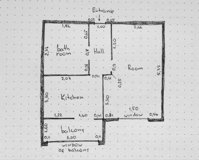 convert your sketch of floor plan to 2d architectural plan