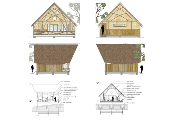 do architectural house drawing and 3d rendering