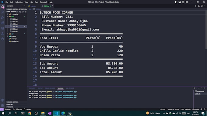 Make a bill maker in python by Abhayojha450 | Fiverr