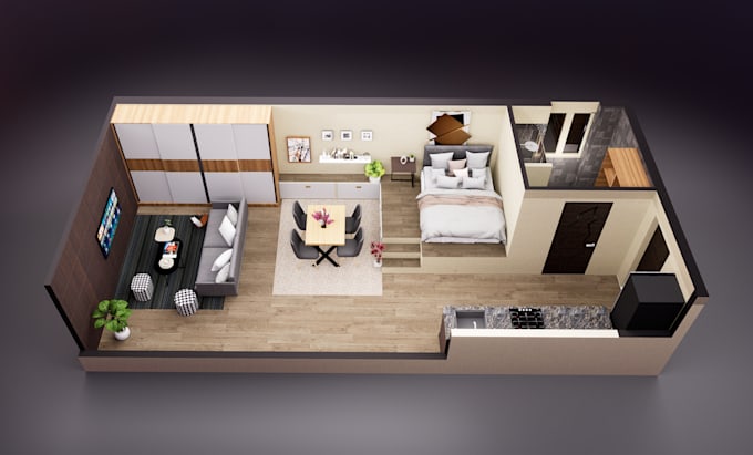 do 3d floor plan design model realistic render sketchup