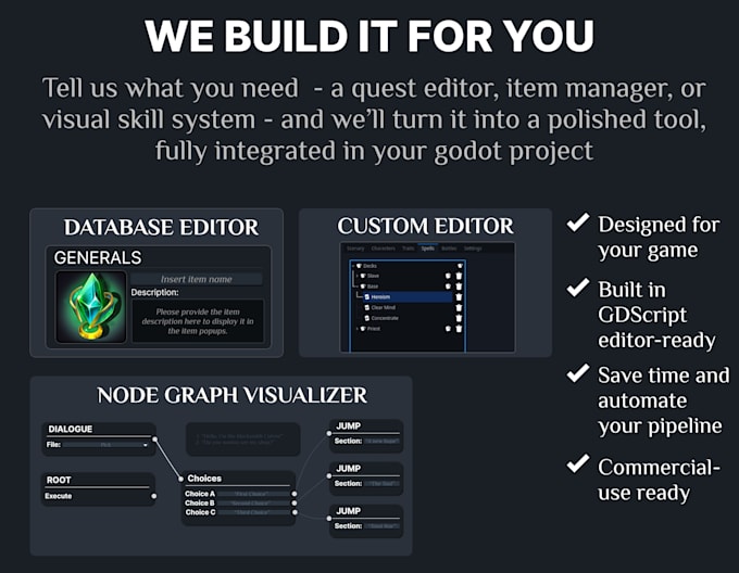 build custom godot tools and systems