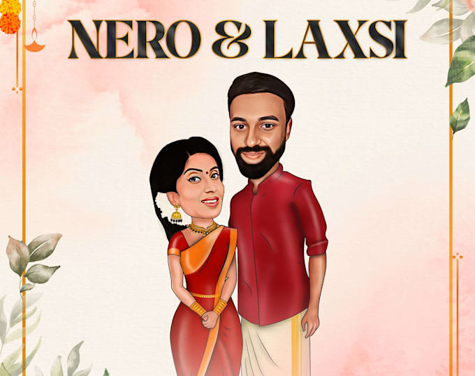draw beautiful couples caricature