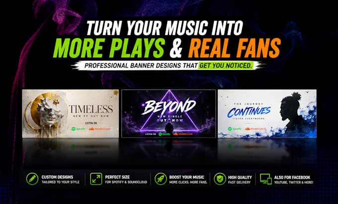 design soundcloud or spotify banner for your artist profile
