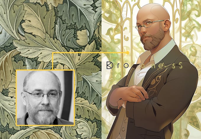 create a art nouveau illustration of you or pixar disney