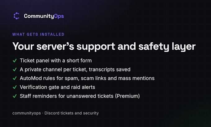 setup discord security, verification and a ticket system