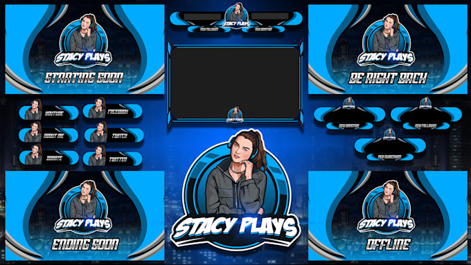 craft twitch logo, animated overlay stream package, screens, panels