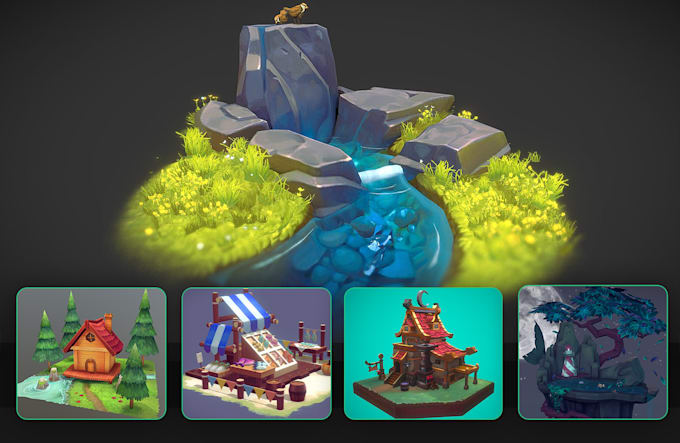 create low poly game ready props and assets for mobile games
