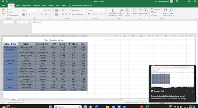 Do data entry , excel , typing , copy paste ,prepare diet plan on excel ...