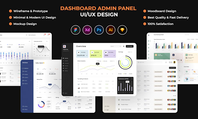 Design professional dashboard admin panel ui ux design using figma, xd ...