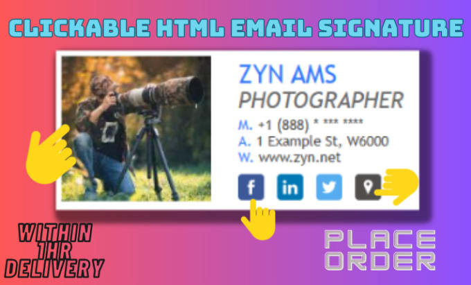 Create Clickable Html Email Signature Within 1hr By Samrat99 Fiverr