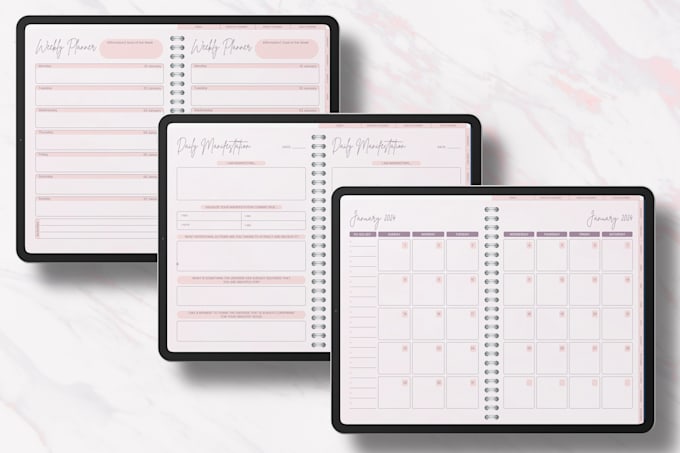 design etsy digital planner, digital product, hyperlinked planner, goodnotes