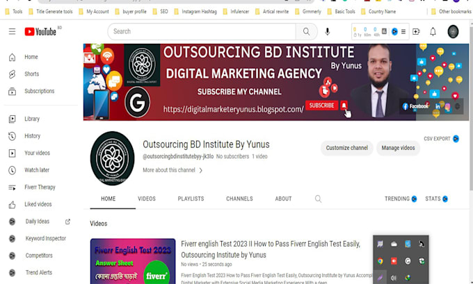 do youtube channel create and setup, optimize, promote organically