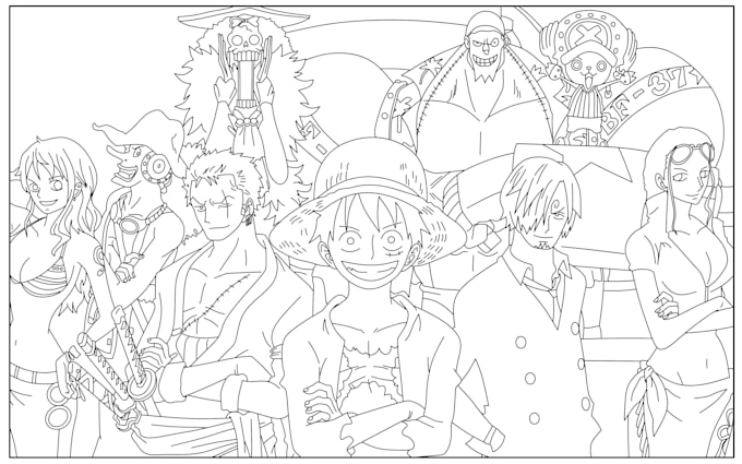 draw your favorite anime character into black and white line art