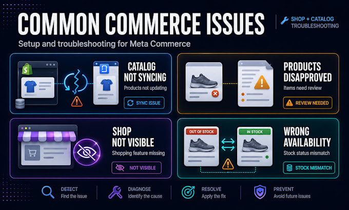 set up or fix facebook instagram shop and shopify catalog