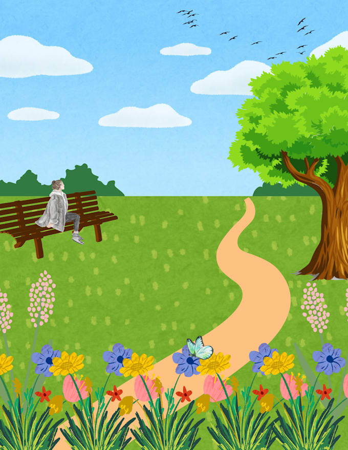 draw a beautiful scenery design